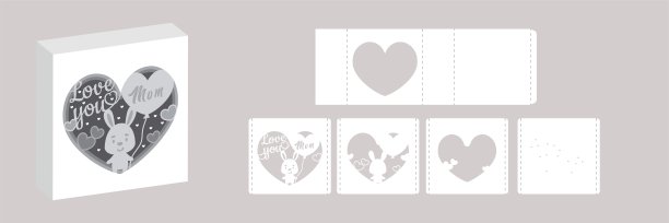 情人节纸雕隧道卡片兔子与气球。3D弹出层卡。现代折纸设计模板。3d纸灯箱模板。矢量插图。图片下载