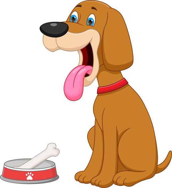 白色背景上的骨头卡通可爱的狗图片下载