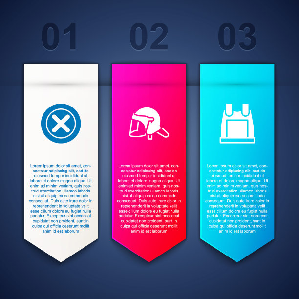 做X标记，十字围成圈，戴警察头盔，穿防弹背心。业务信息模板。向量图片下载