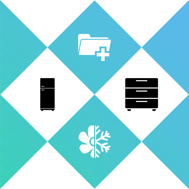 设置冰箱，空调，添加新文件夹和家具床头柜图标。向量图片下载