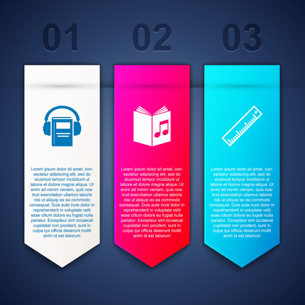 设置“有声书”和“标尺”。业务信息模板。向量图片下载