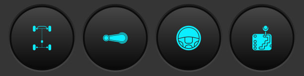 设置底盘车、车门把手、方向盘和变速杆图标。向量图片下载