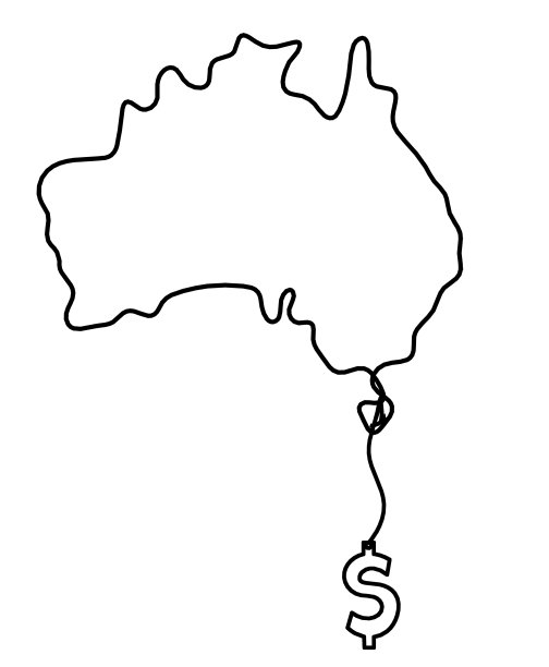 澳大利亚地图，在白色背景上以美元划线图片下载