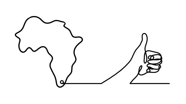 非洲用手绘“ok”作为线条画在白色的背景上图片下载
