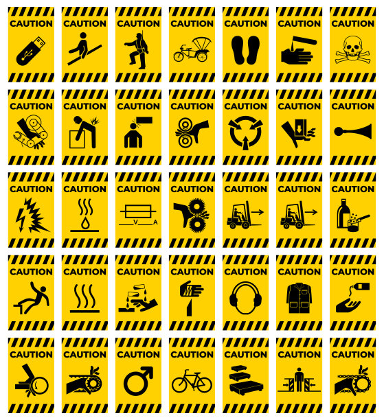 在白色背景上设置警告和禁止标志图片下载