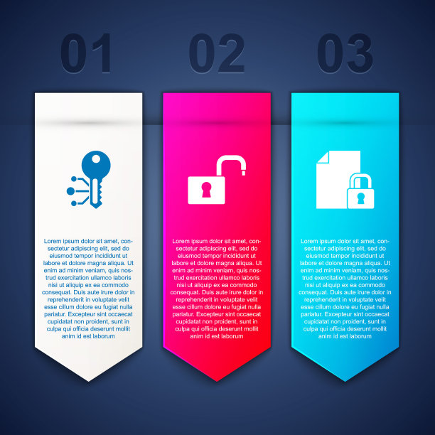 设置加密货币密钥，打开挂锁和文件和。业务信息模板。向量图片下载