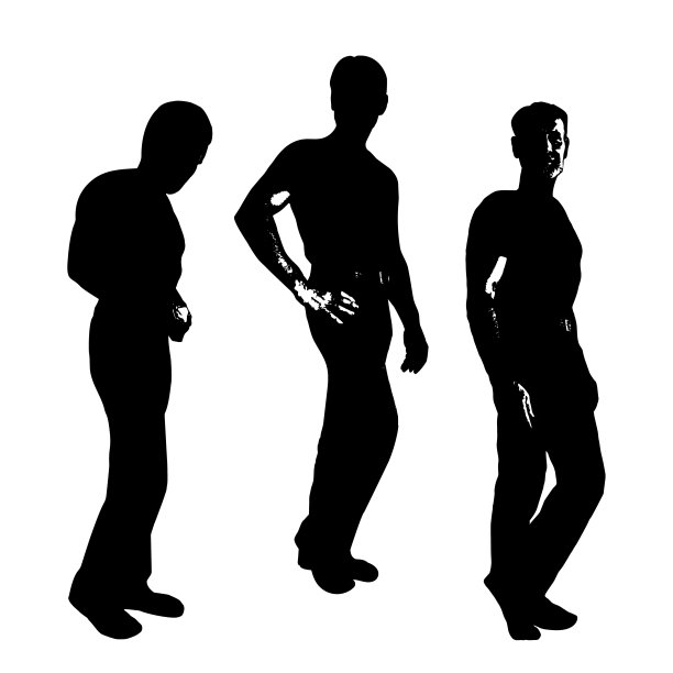 男性轮廓是黑白相间的。图片下载
