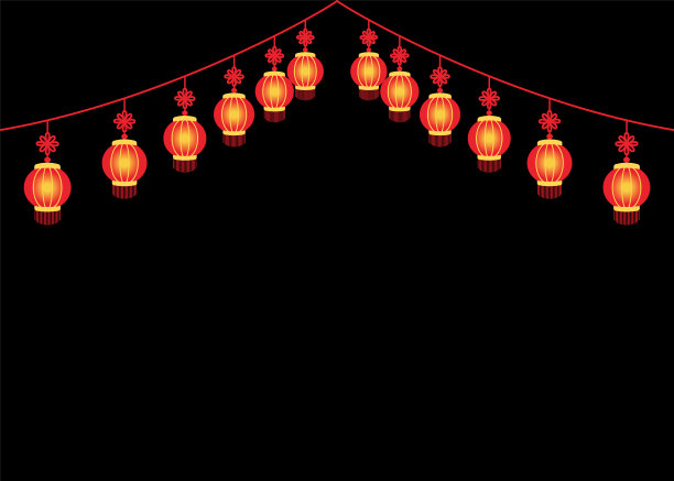 在夜空的背景下悬挂灯笼的插图图片下载