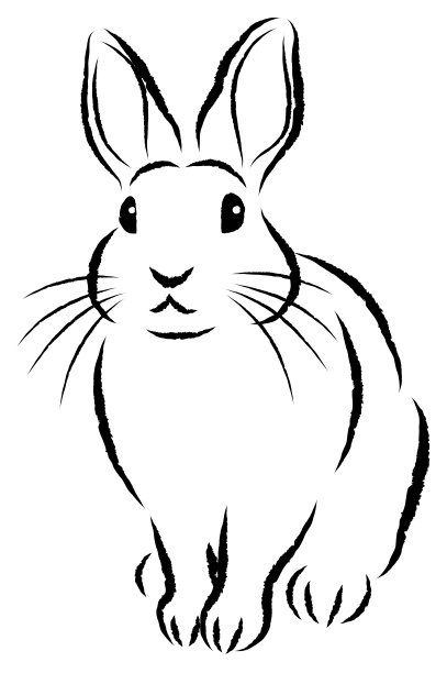 水墨画风格的兔子剪贴画。手绘,analog-style插图图片下载