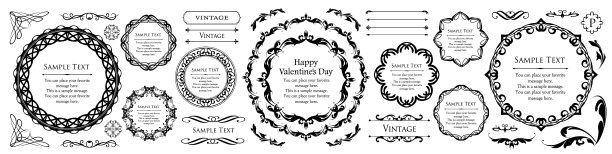 情人节框架设计。装饰豪华典雅。古董。古董。华丽。优雅。图片下载