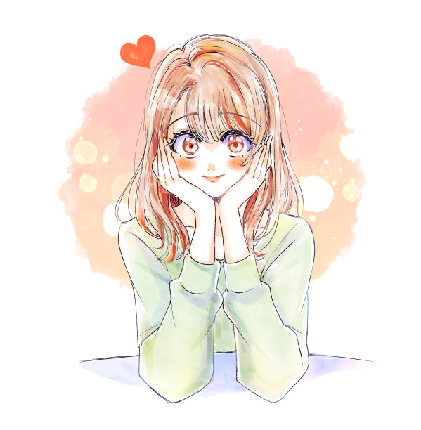 恋爱中的女人用手托着下巴图片下载