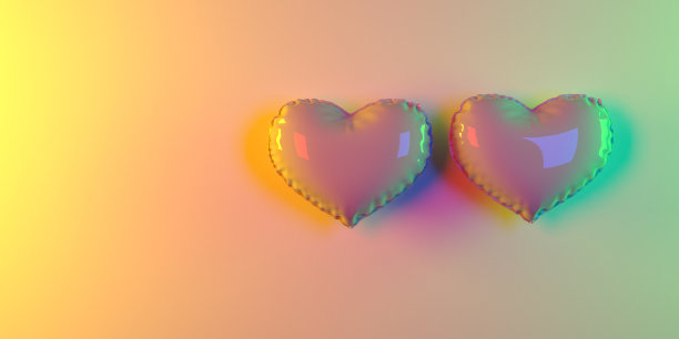 用明亮闪亮的心形白色气球庆祝情人节图片下载