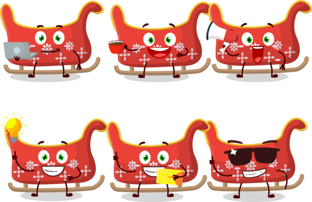 驯鹿雪橇的卡通人物五花八门图片下载