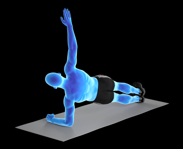 一个健康的人，做侧板运动的3D插图图片下载