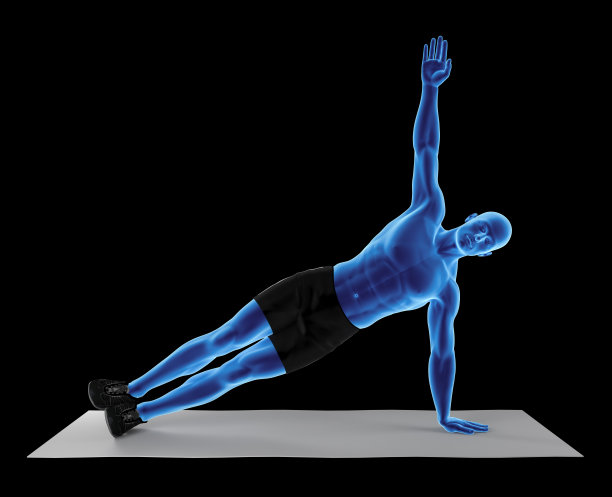 一个健康的人，做侧板运动的3D插图图片下载