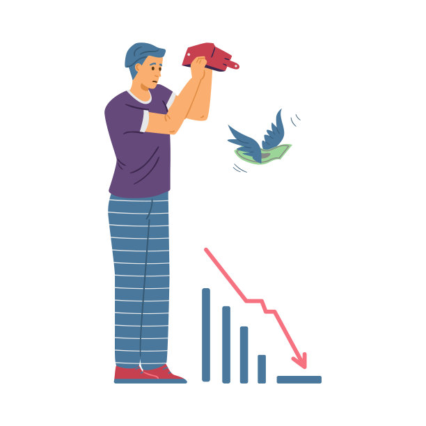 金融危机与男人打开空钱包，矢量插图孤立。图片下载