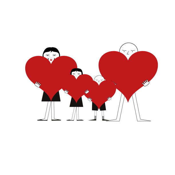 爱情，情人节，一家人彼此相爱，心在他们的手中。图片下载