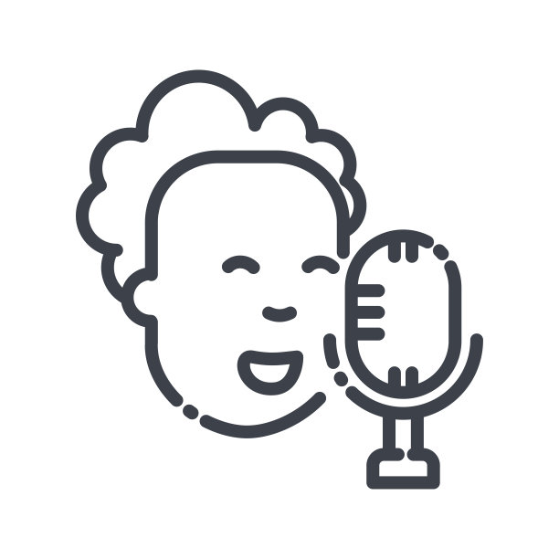 矢量线图标的一个人的脸在麦克风前图片下载