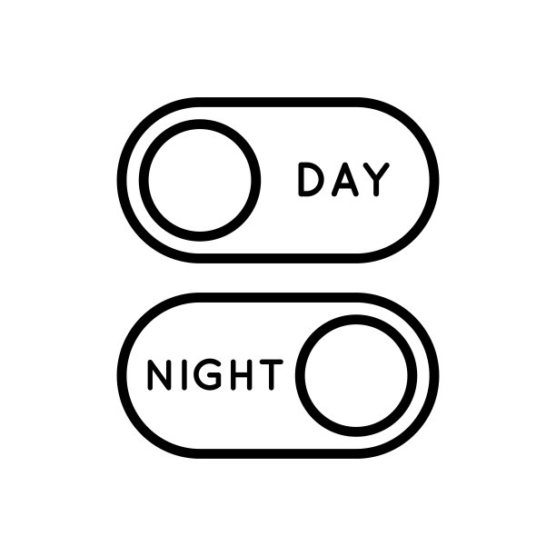 行图标切换昼夜模式在简单的风格。Light Dark模式用于移动应用程序开发。矢量符号在一个简单的风格孤立在一个白色背景。原始尺寸64x64像素。图片下载