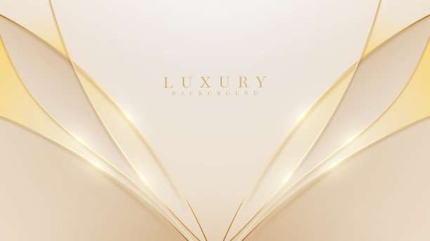 金色曲线配以闪闪发光的灯光效果装饰。优雅风格的背景。矢量插图。图片下载