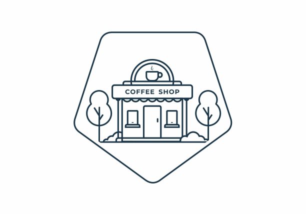 咖啡馆线条艺术平面插画图片下载