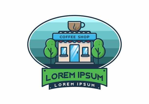 咖啡馆线条艺术平面插画图片下载
