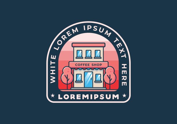 咖啡馆线条艺术平面插画图片下载