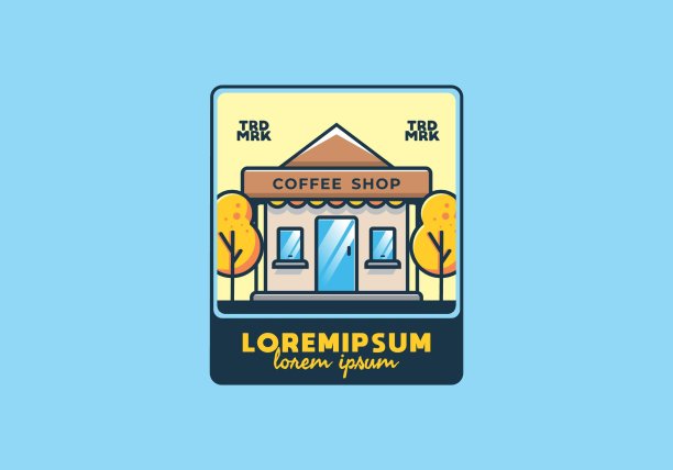 咖啡馆线条艺术平面插画图片下载