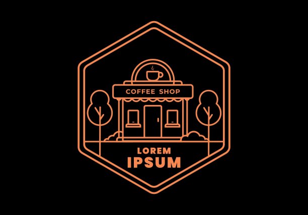 咖啡馆线条艺术平面插画图片下载