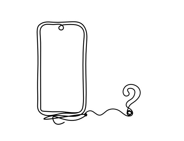 摘要在白色背景上以问号划线的手机图片下载