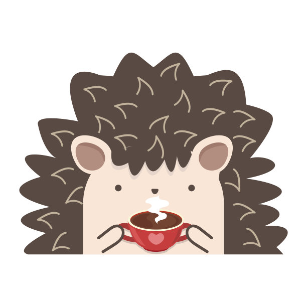 可爱的卡通刺猬一杯咖啡图片下载
