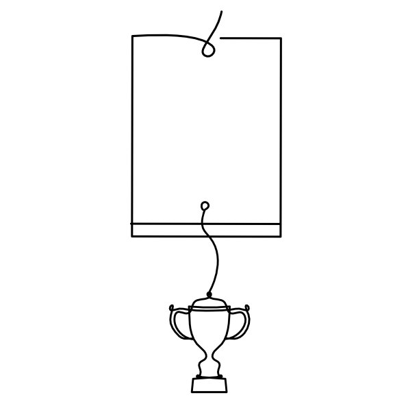 在白色背景上用奖杯画线的抽象纸图片下载