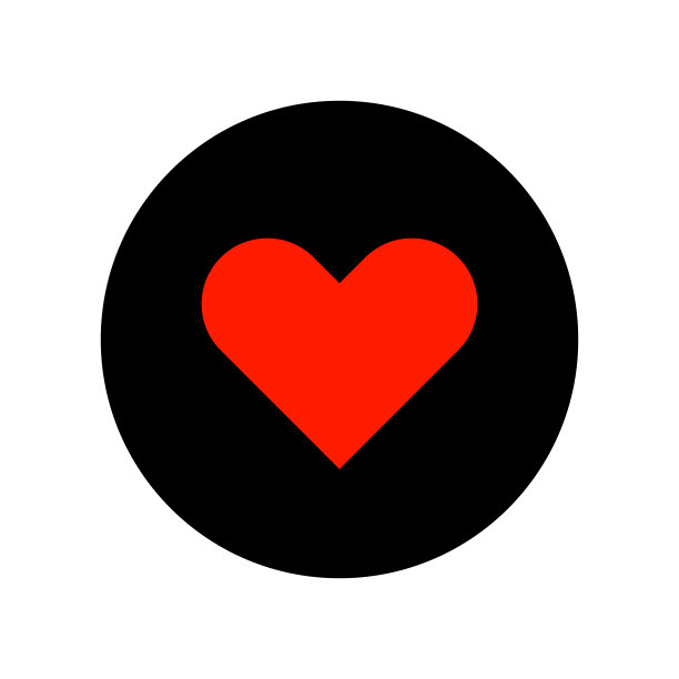 一个黑色圆圈内的心形图标。向量。图片下载