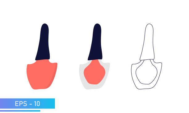 凝胶指甲油。一个简单的罐子，一个透明的彩色罐子和一个轮廓线。美容时尚沙龙用品及材料。矢量插图。图片下载