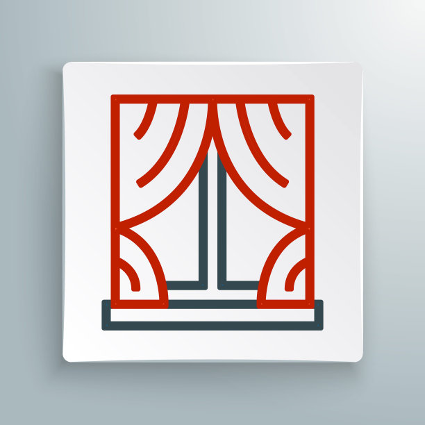 线窗口窗帘在房间图标孤立在白色背景上。色彩斑斓的轮廓的概念。向量图片下载