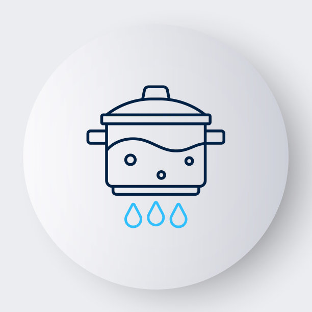 线烹饪锅在火图标孤立在白色背景上。象征煮或炖的食物。色彩斑斓的轮廓的概念。向量图片下载