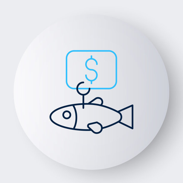 线价格标签的鱼图标孤立在白色背景。色彩斑斓的轮廓的概念。向量图片下载