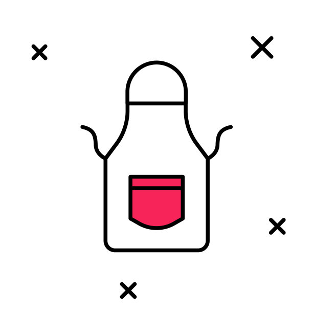 填充轮廓铁匠围裙图标孤立在白色背景。防护服和工具工人。向量图片下载