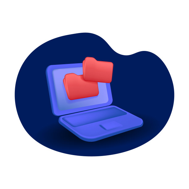 云文件夹图标与笔记本电脑，wifi隔离在蓝色背景。云存储下载，数据传输，数据中心连接网络概念，3d插图或3d渲染图片下载