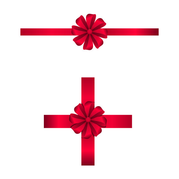 一种圆形的带丝带的猩红色缎子蝴蝶结，用于装饰盒子、礼品和包装。装饰元素。矢量插图，现实的设计，孤立的白色背景，eps 10。图片下载