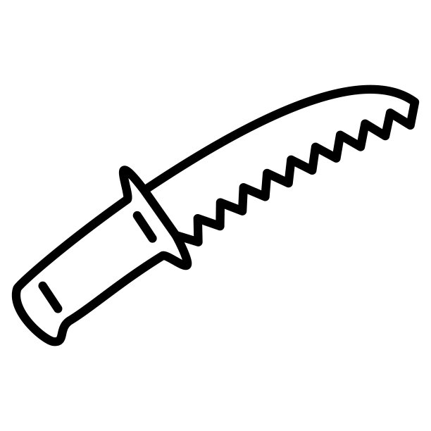 园林用钢锯，修剪树木用的手锯。一个园丁的工具，一个木匠的工具。园艺、农学。矢量图标，轮廓，孤立图片下载