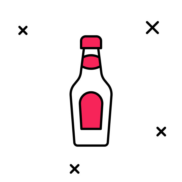 填充轮廓在白色背景孤立的香槟瓶图标。圣诞快乐，恭贺新禧。向量图片下载