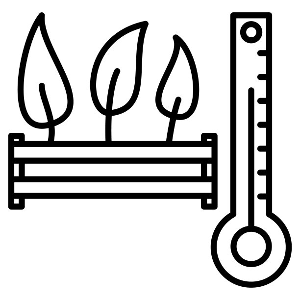 一个装有幼苗的盒子，一个温度计。温室里有叶子的幼苗。园艺、农学。矢量图标，轮廓，孤立图片下载