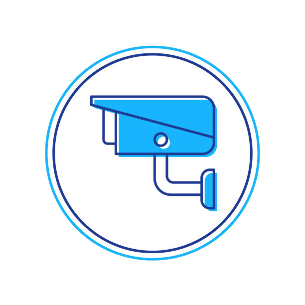 填充轮廓安全摄像头图标孤立在白色背景。向量图片下载