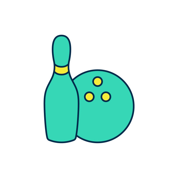 填充轮廓保龄球瓶和球图标孤立在白色背景。运动设备。向量图片下载