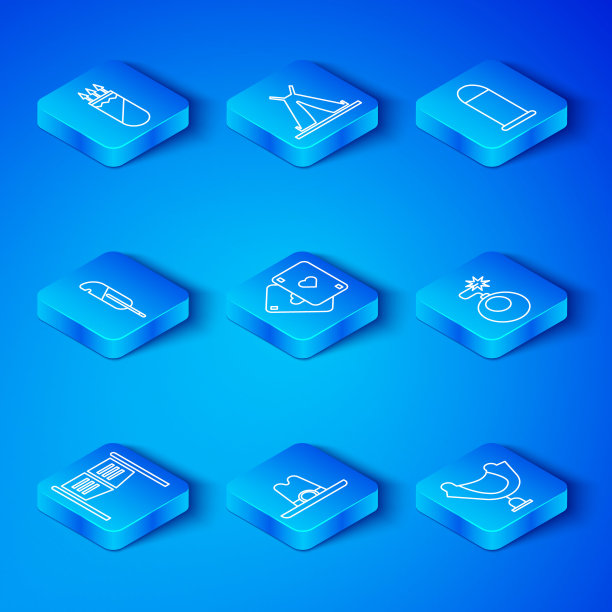 设置线沙龙门，扑克牌，西部牛仔帽，炸弹准备爆炸，子弹，羽毛笔，箭筒与西部狂野马鞍图标。向量图片下载