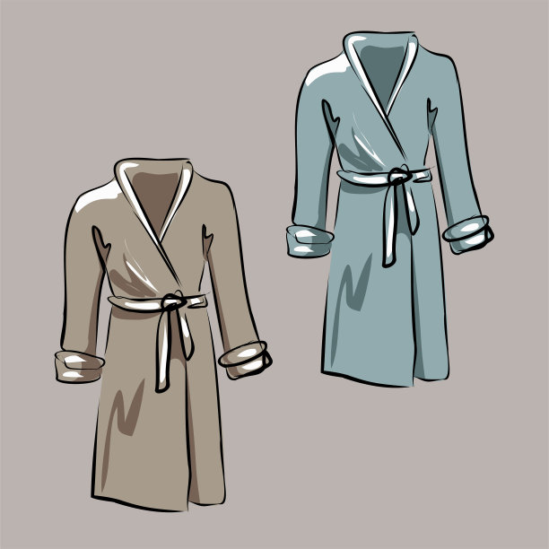 一个浴袍。浴室，水疗，按摩，酒店和美容治疗。卫生、洗涤和美容用品。孤立的矢量对象。图片下载