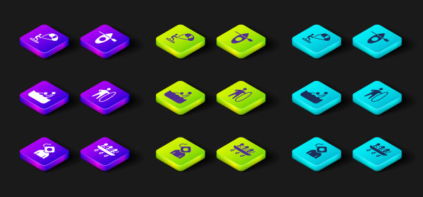 设置水上运动，划艇队运动，水球，冲浪板，皮艇和划桨和风筝冲浪图标。向量图片下载