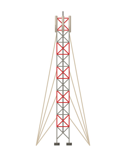 带线蜂窝通信塔的矢量图。5G、4g信号分布。互联网。现代技术。平的风格图片下载