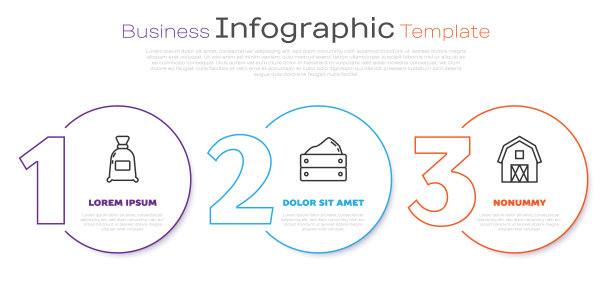 集面粉袋，木盒与收获和农场的概念。业务信息模板。向量图片下载